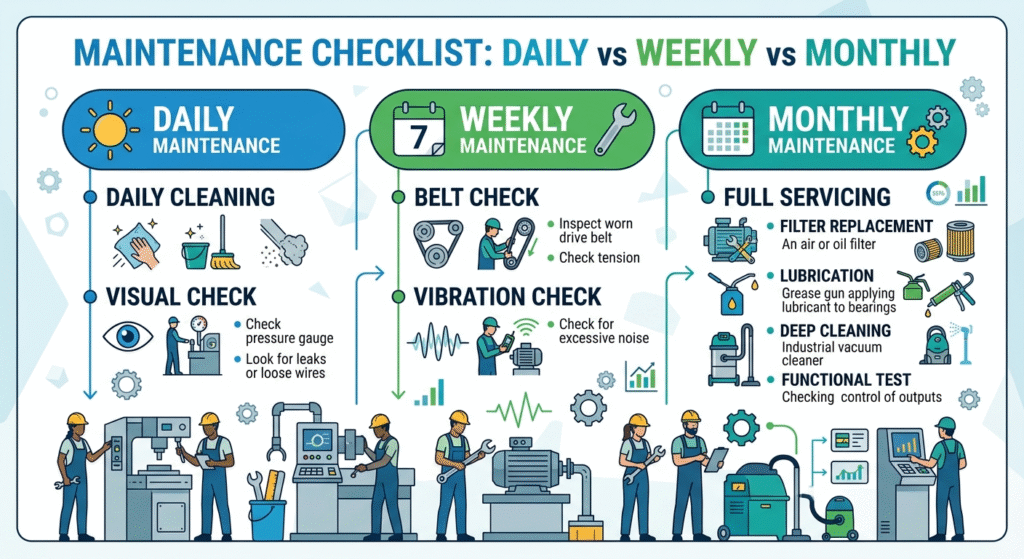 maintenance checklist for Electric Switch Pouch Packing Machine